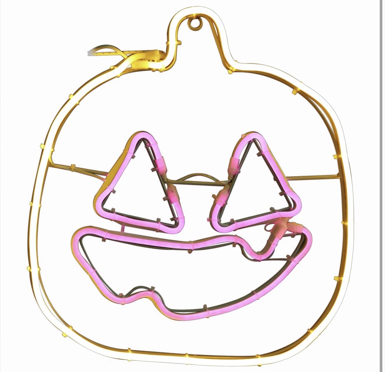 Neon Tube LED Pumpkin with Purple Face Hanging Decor