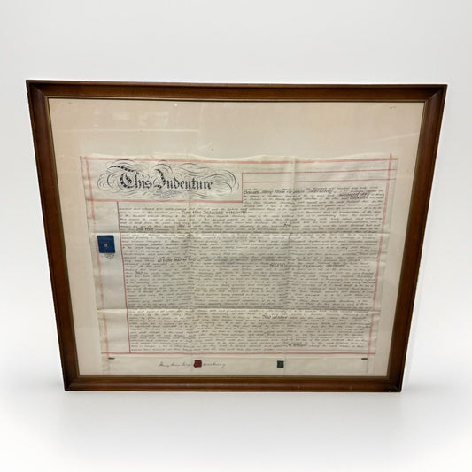 Antique Framed Indenture Document - Handwritten 19th Century Legal Indenture
