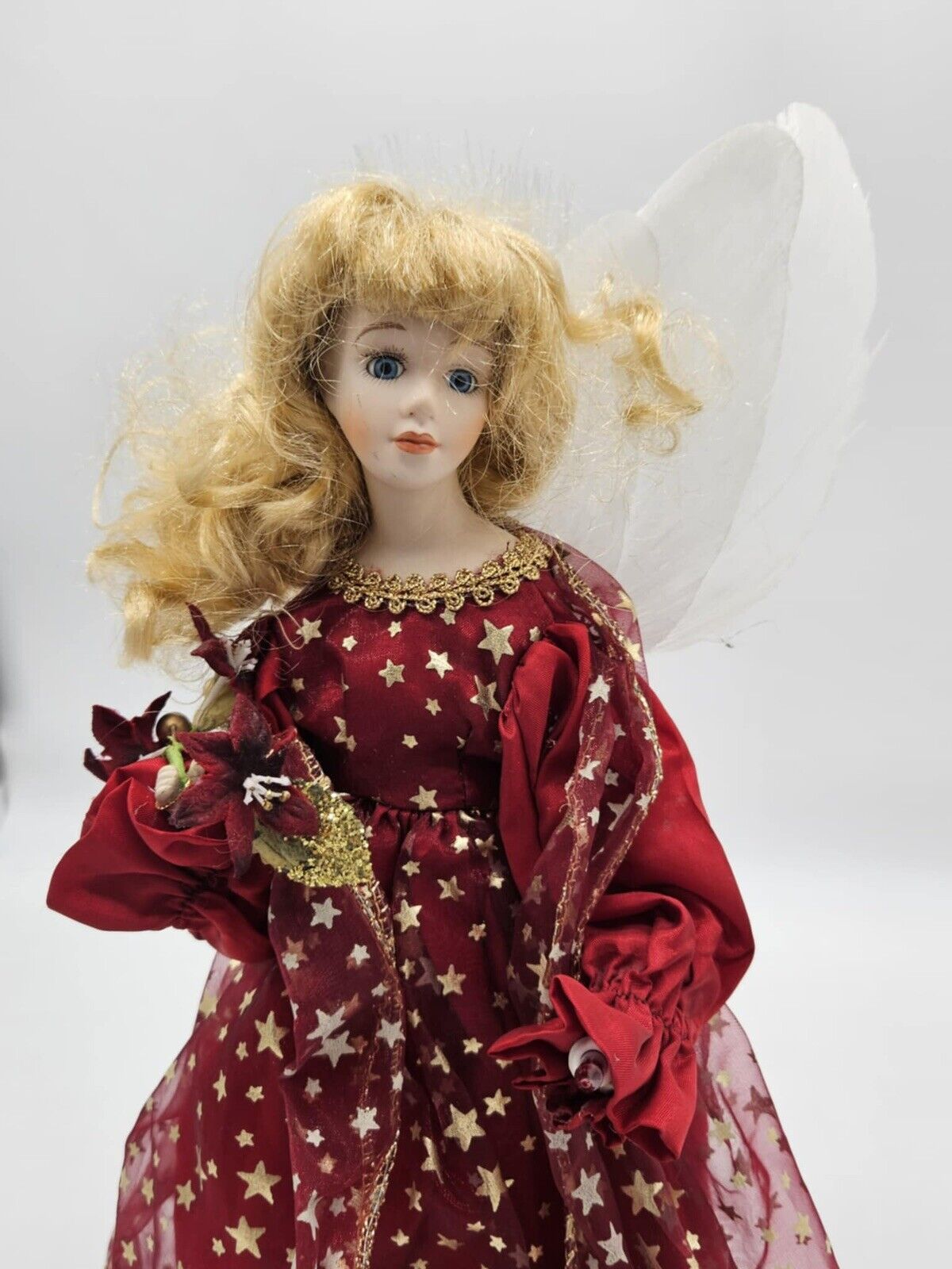 Vtg Fiber Optic Angel Christmas Tree Topper/Stand Alone, Muti-Color Winterlights