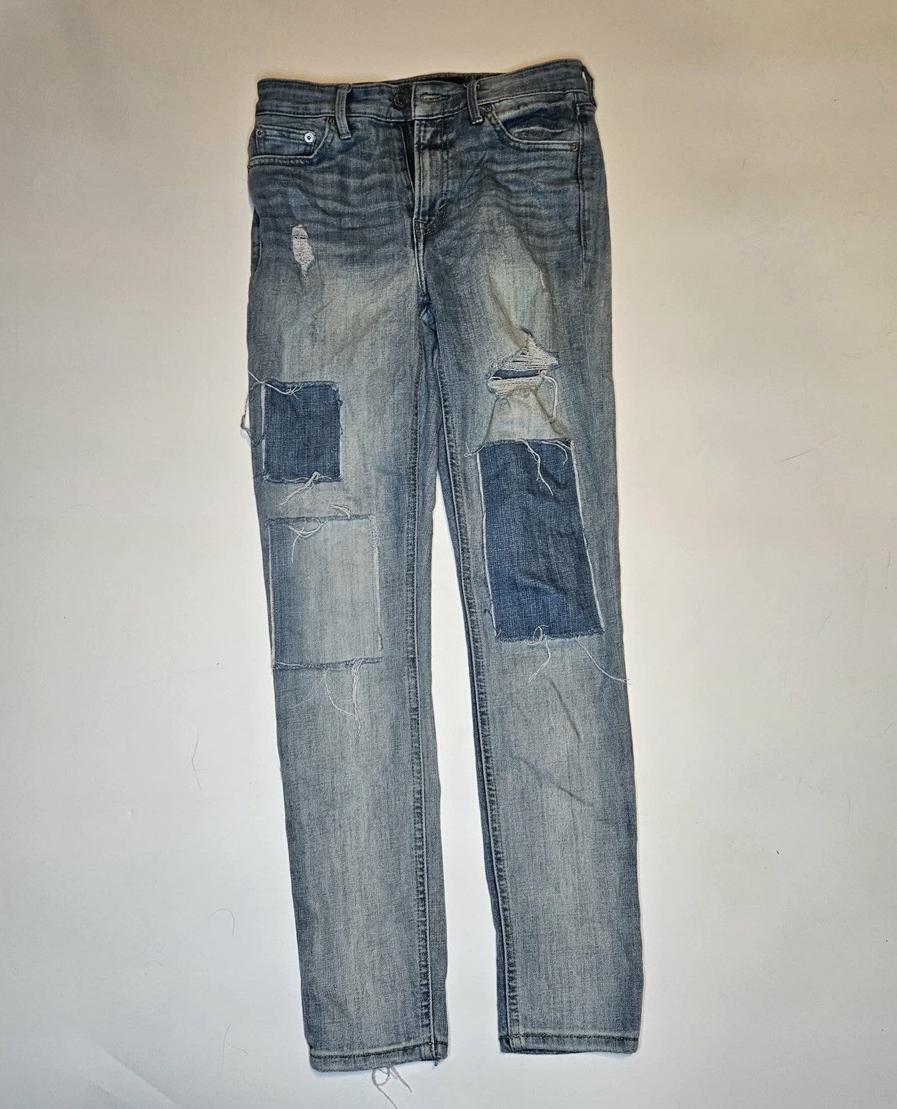 Lucky Brand Distressed Skinny Jeans Womens Size 2/26 Light Wash Patched Stretch