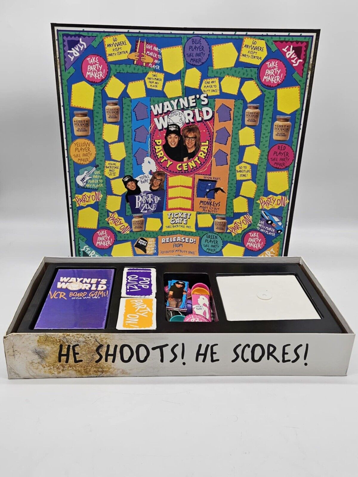 COMPLETE Wayne's World VCR Board Game 1992 Mattel Rare HTF 90s Vintage VTG VHS