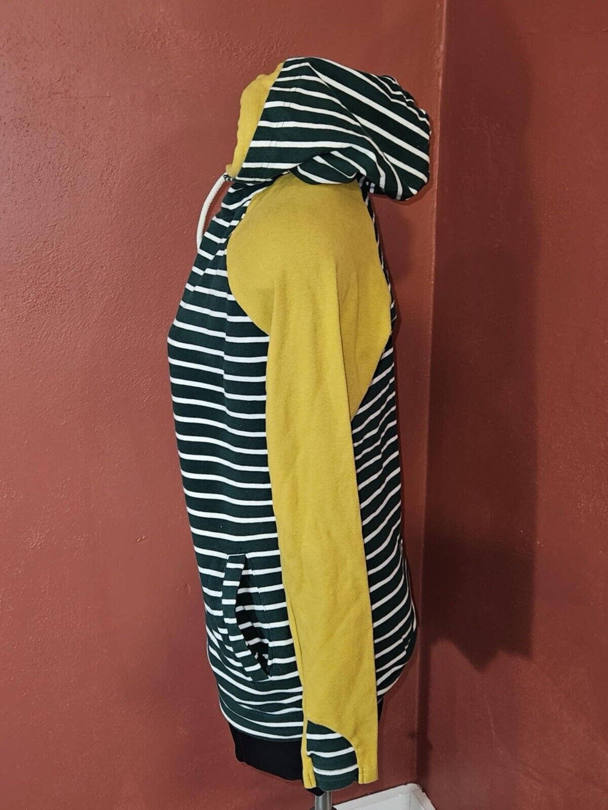 Striped Green Collection & Mustard Yellow Double Hooded Sweater sz M
