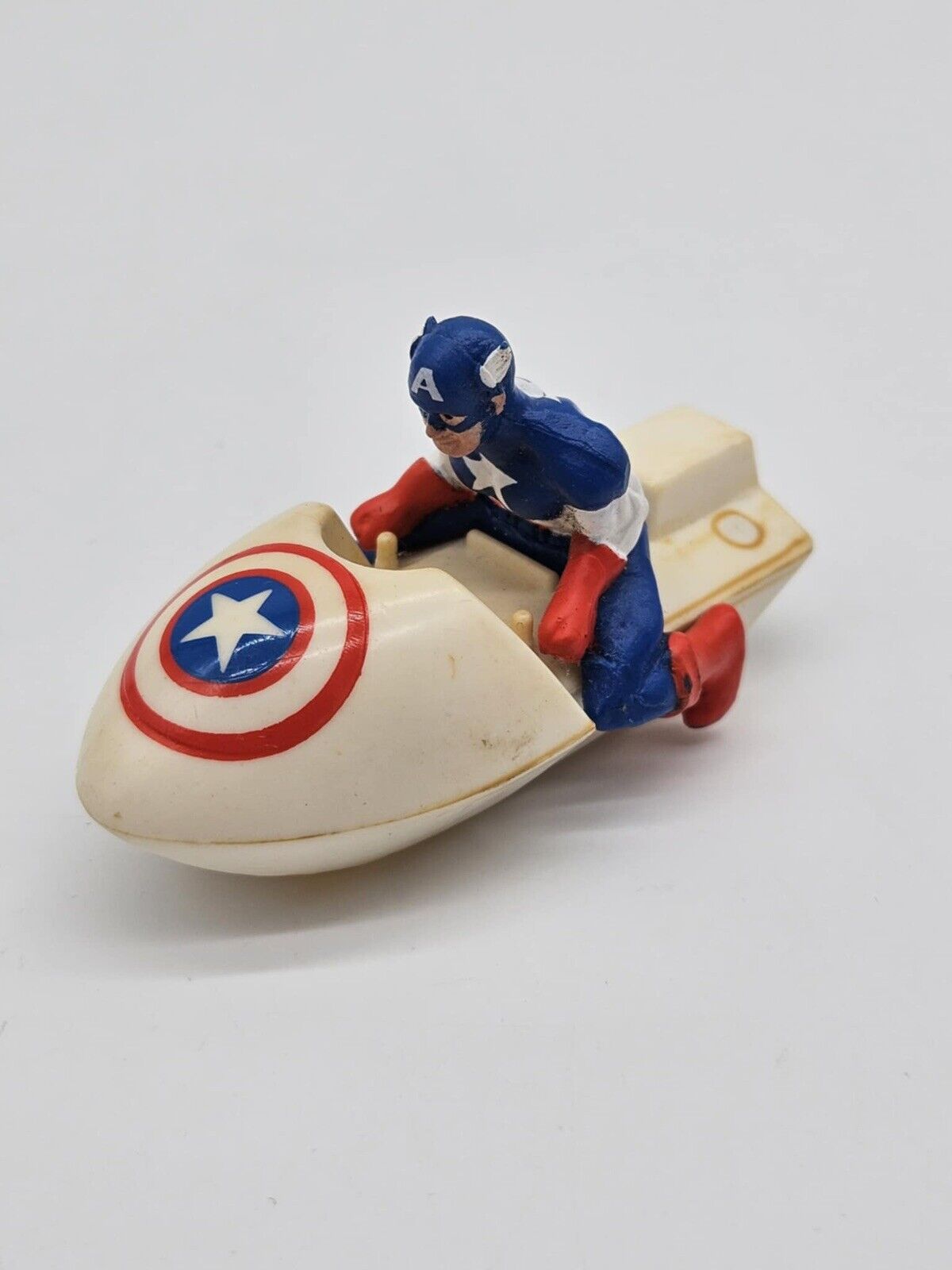 Vintage 1990 Captain America Marvel Action Figure On Jet ski Vehicle