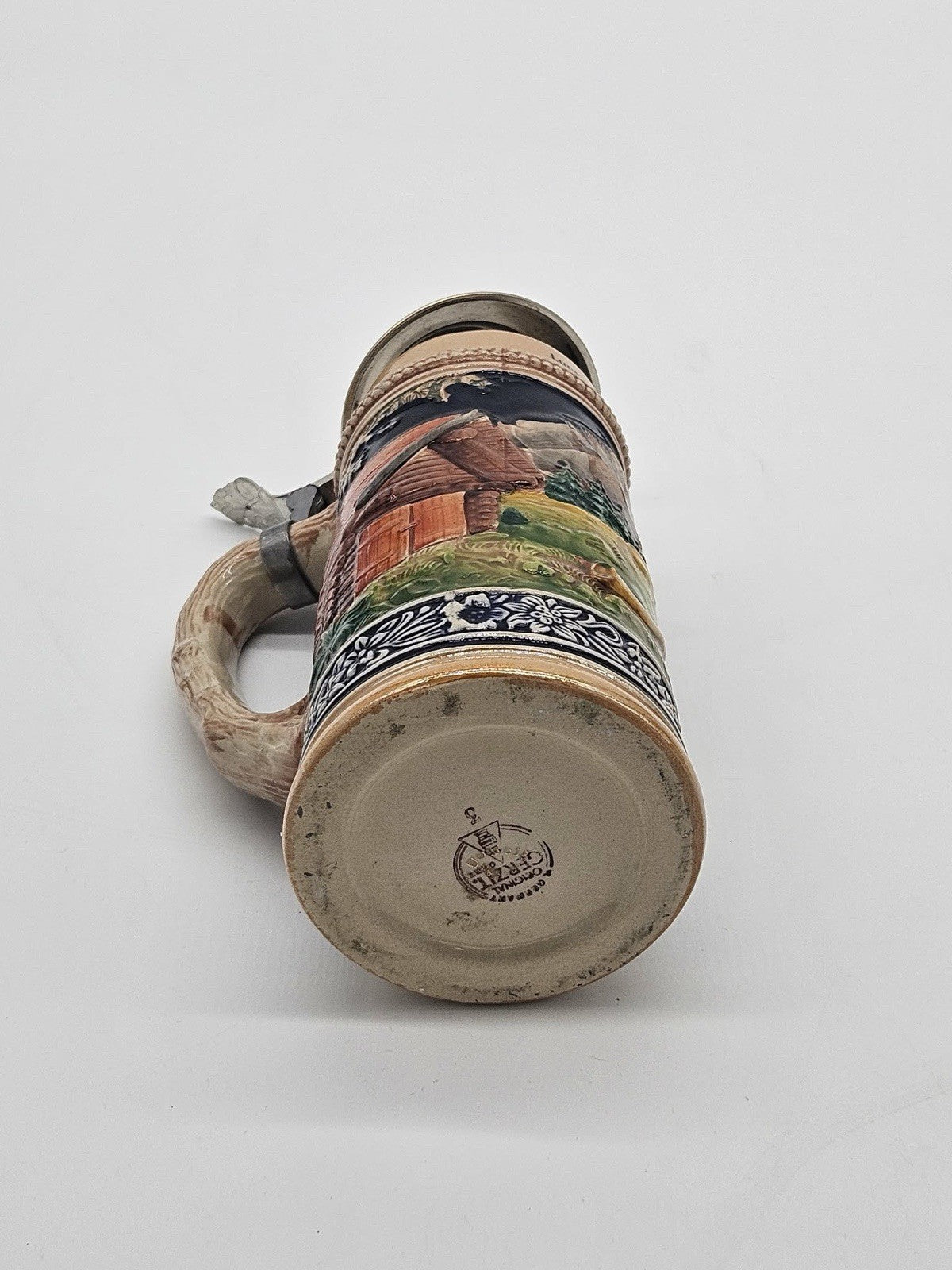 Vintage Lucerne Switzerland Lidded Beer Stein Alpine Scene