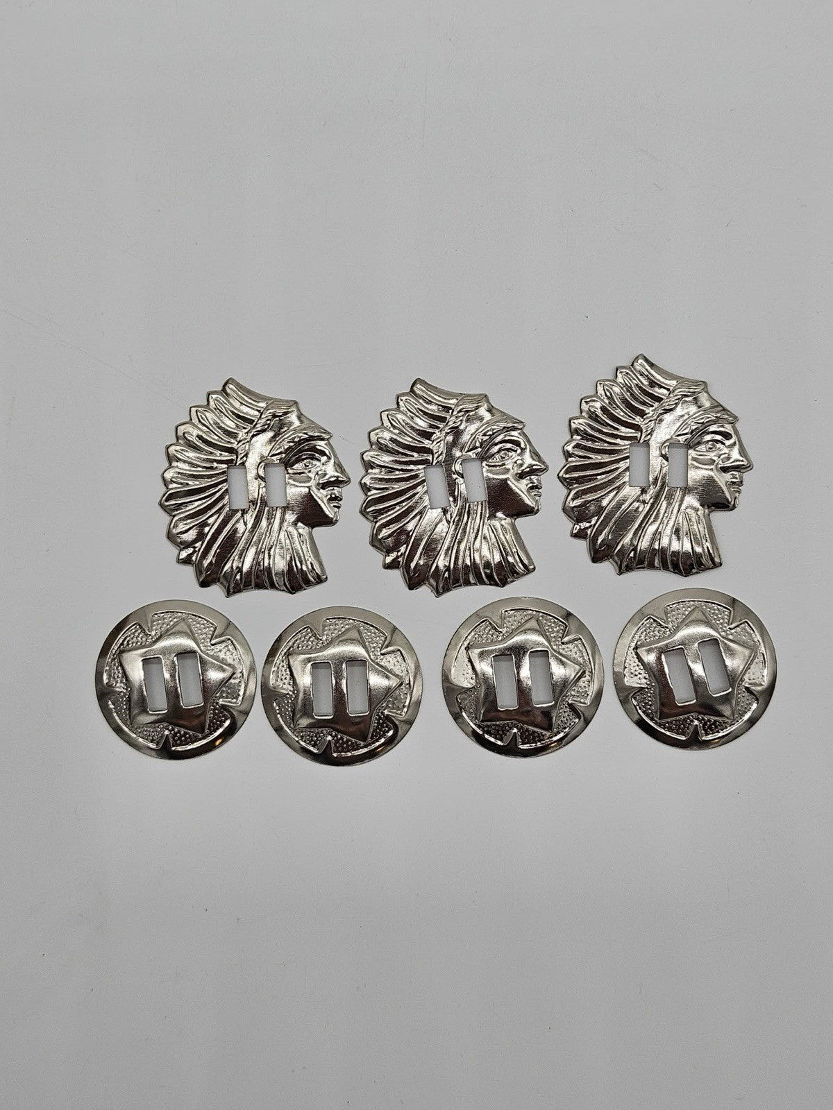Vintage Silver Tone Concho Belt Buckles Native American Chief Lot 7