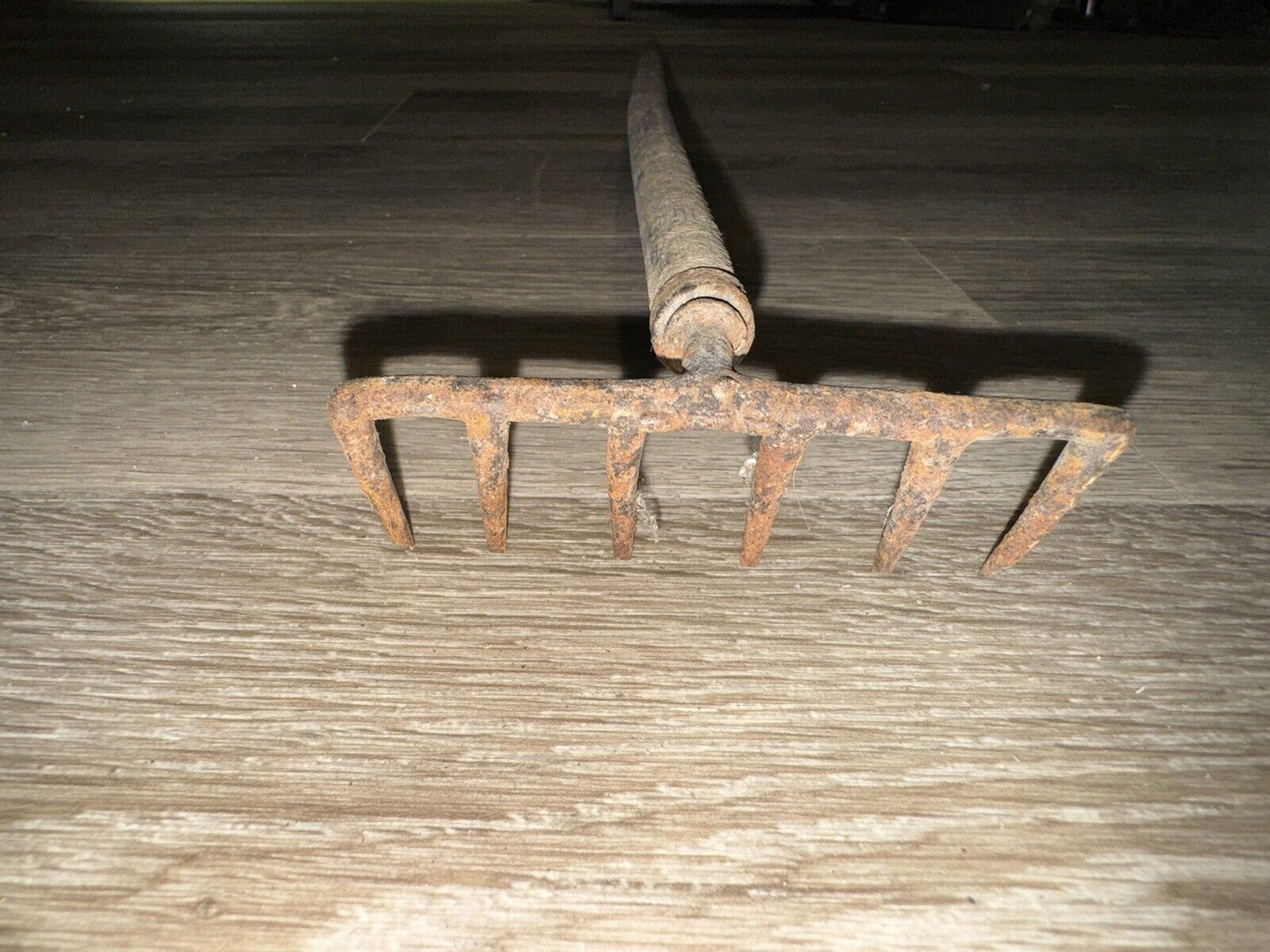 Vintage 7 Tine Hand Cultivator Hand Rake Wood Handle Garden Tool 27”
