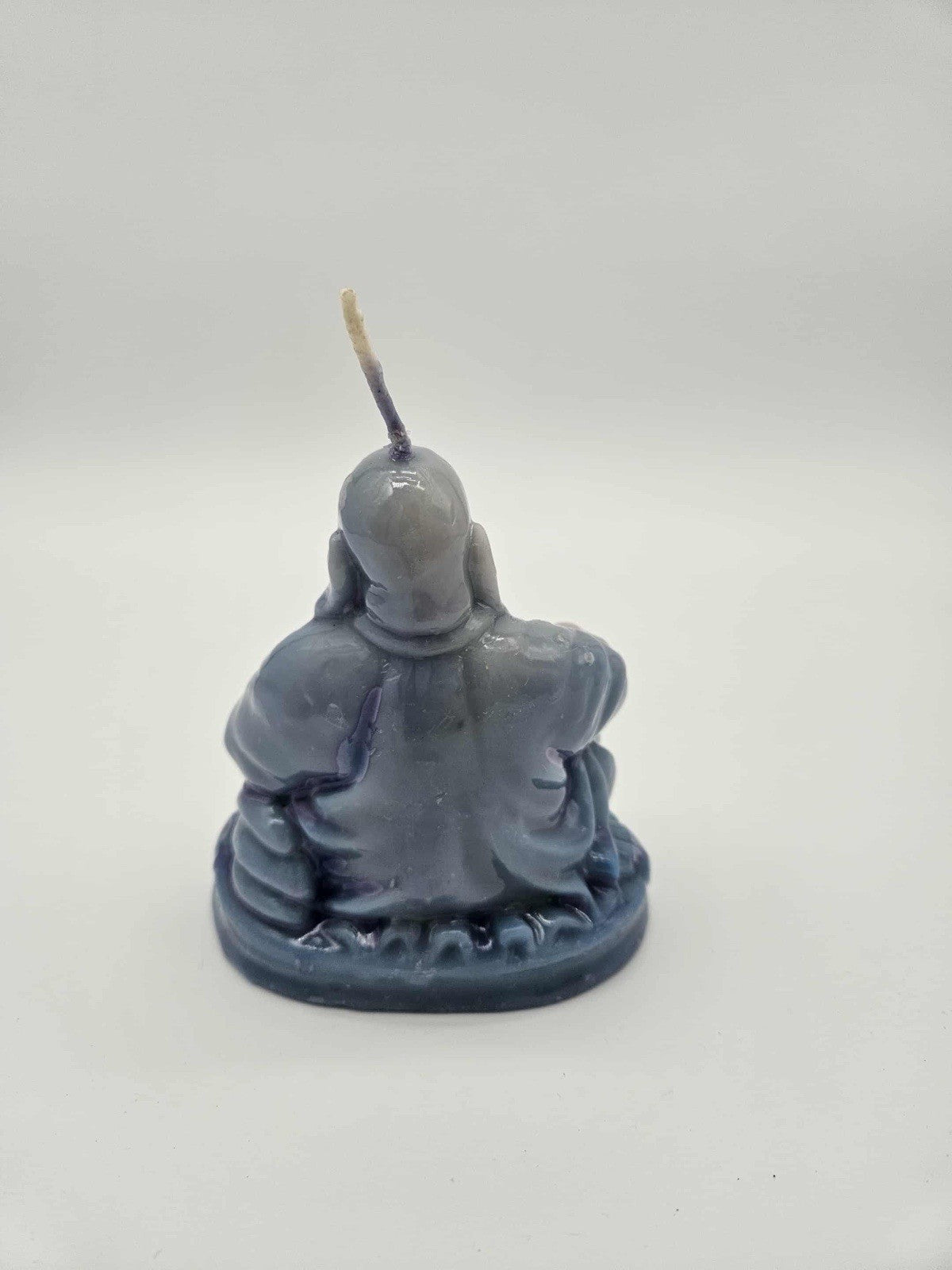NEW Mario Luca Giusti Ceramic-Look Little Buddha Candle Blue/Grey