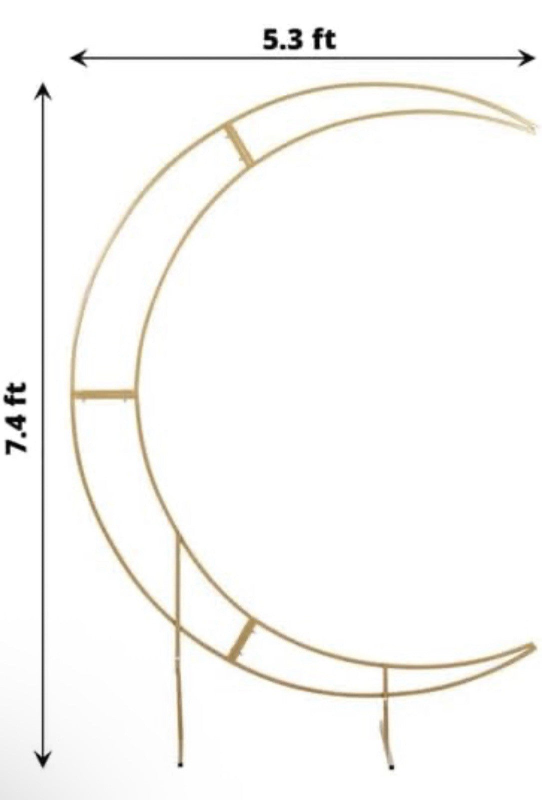 GOLD 7.5 ft Crescent Moon Metal Floral Display Frame Arch BACKDROP STAND Party