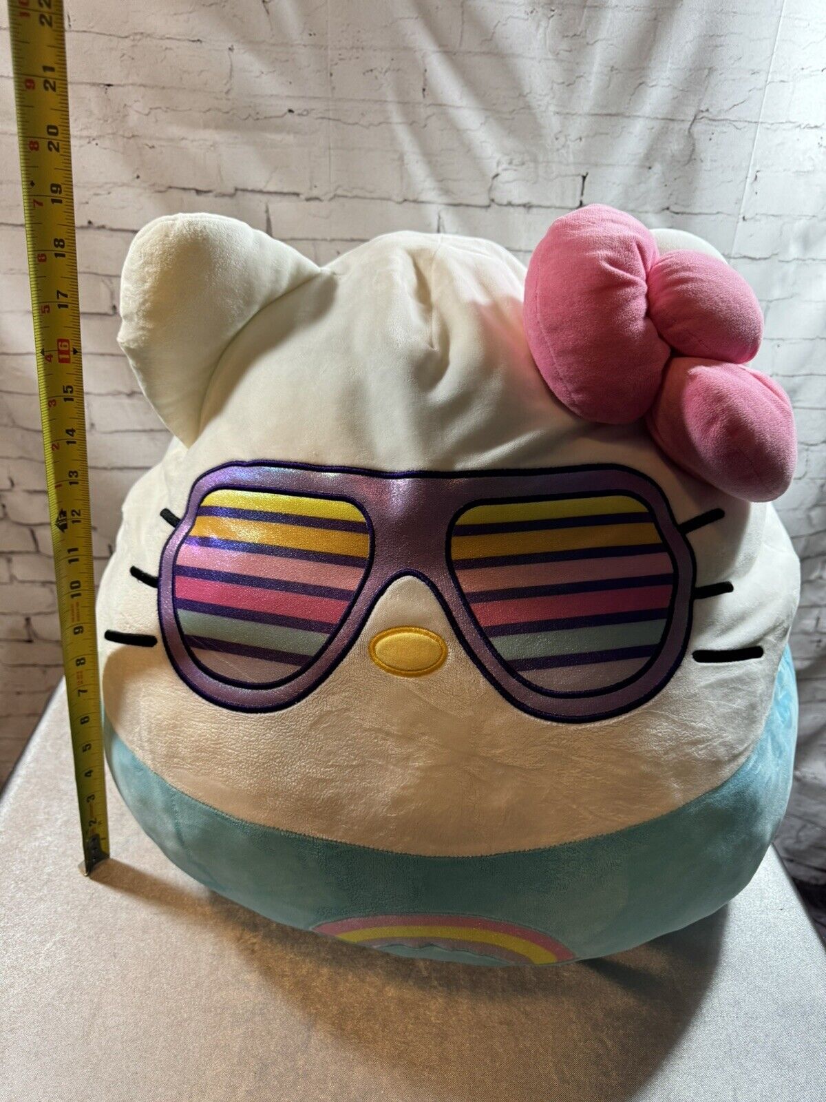 Squishmallows Official 24" HELLO KITTY SUNGLASSES Kellytoy Sanrio Soft Plush