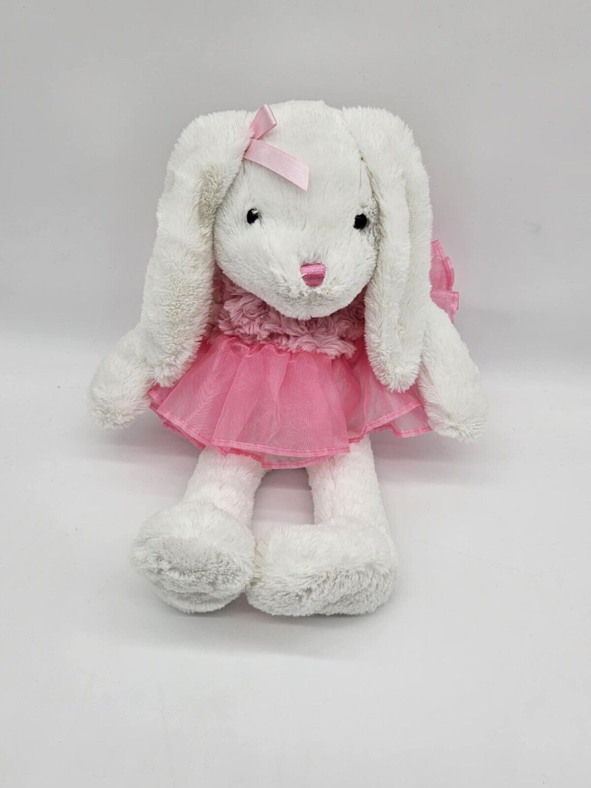DAN DEE White BUNNY Rabbit Pink Tutu Bow 18" Soft Plush Dandee 2017 MTY