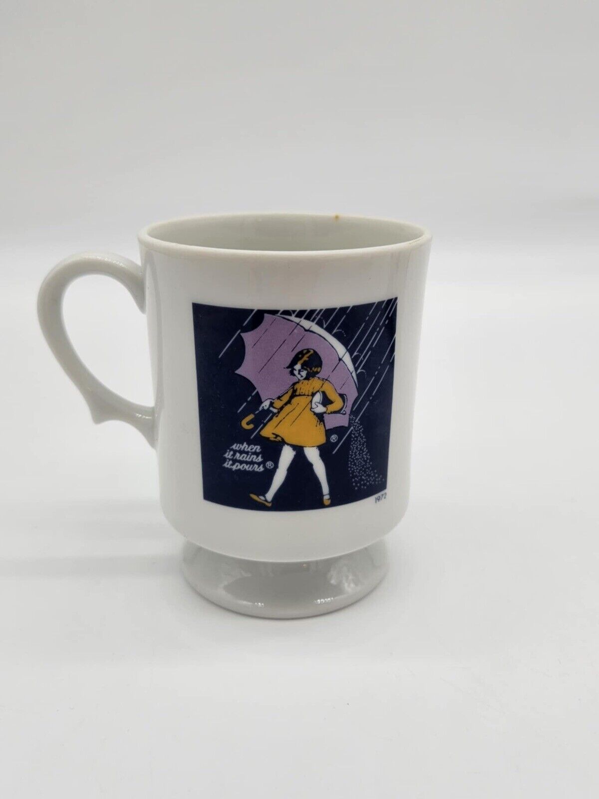 Vintage LOT OF 4 Morton Salt Girl Ad Coffee Pedestal Mugs