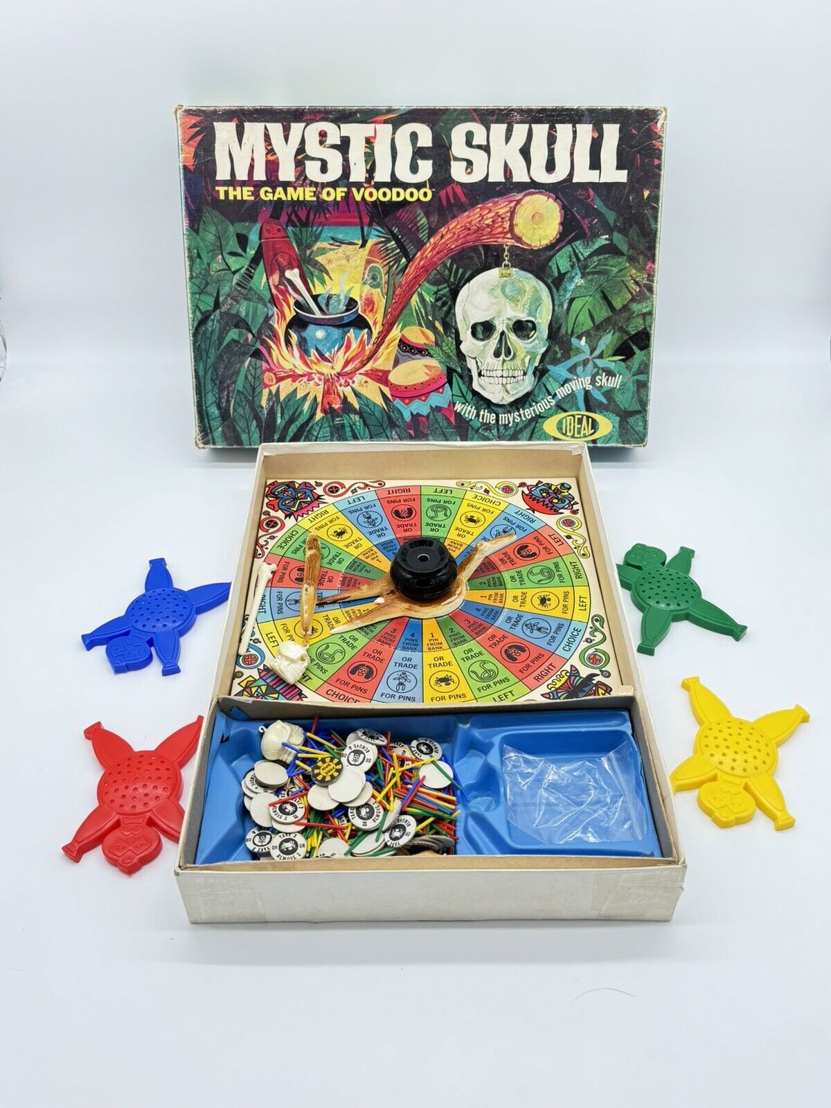 TWO Mystic Skull the Game of Voodoo Board Game, 1964, by Ideal No. 2517-1