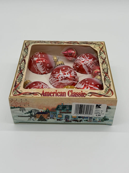 Set of "American Classic" Red Glass Christmas Vintage Ornaments - Kmart