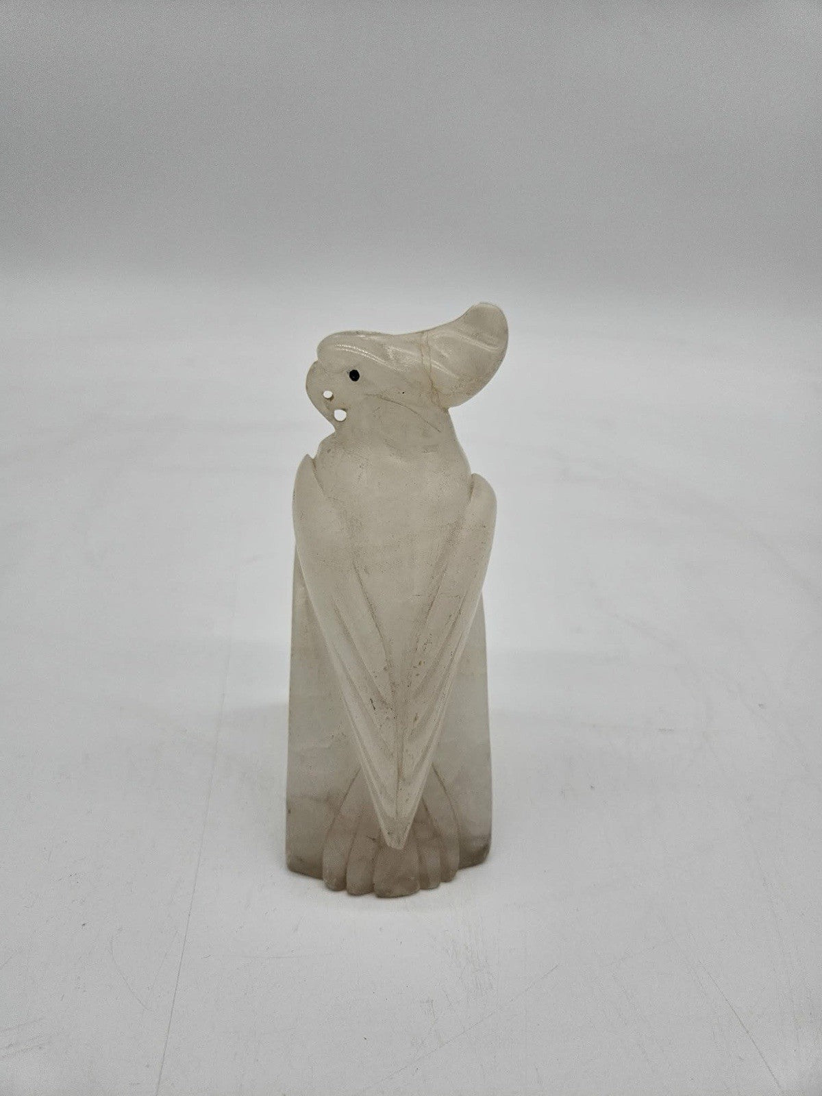 Vintage Carved Alabaster Cockatoo Parrot Figurine Statue