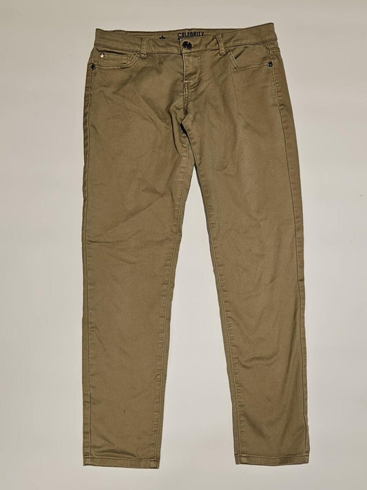 CELEBRITY PINK Juniors Low Rise Skinny Ankle Jeans Khaki Size 9S