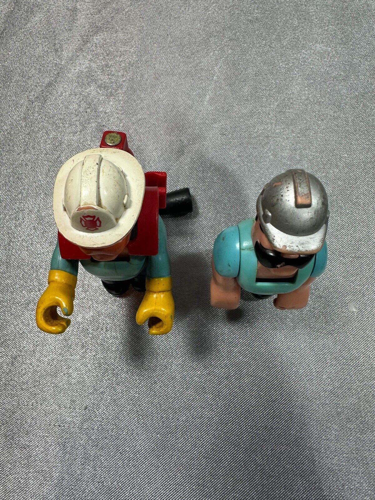 Vintage 1977 Fisher Price Husky Helpers firefighter  construction worker figures