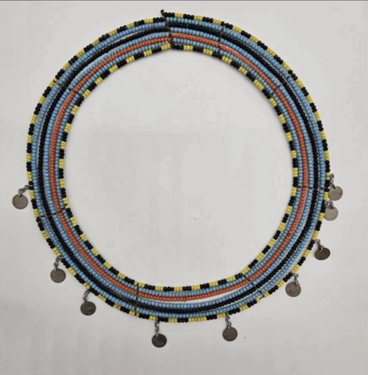 Tanzanian Maasai BEADED Tribal Jewelry 7 Strand Wire Collar Necklace Adult