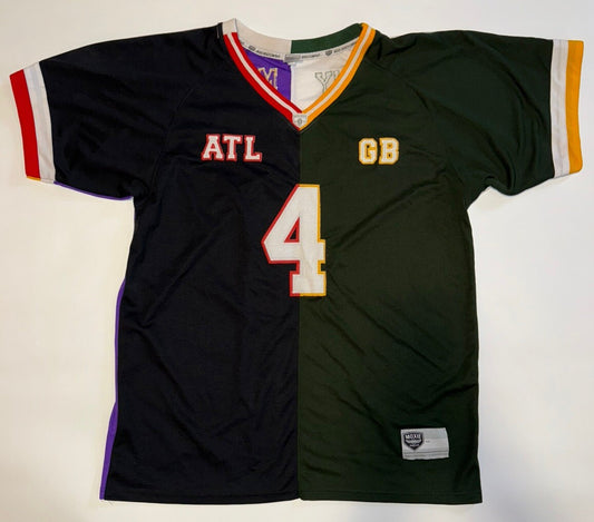 RARE!  Brett Favre 4 Pack NFL  Split Team Jersey GB -ATL- MN -NY By Moxie Sz M