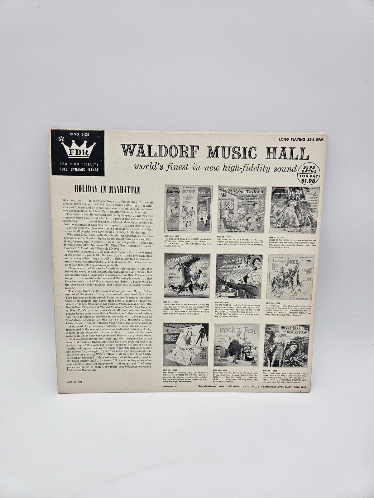 Holiday in Manhattan Ashley Adams piano solos LP vinyl record