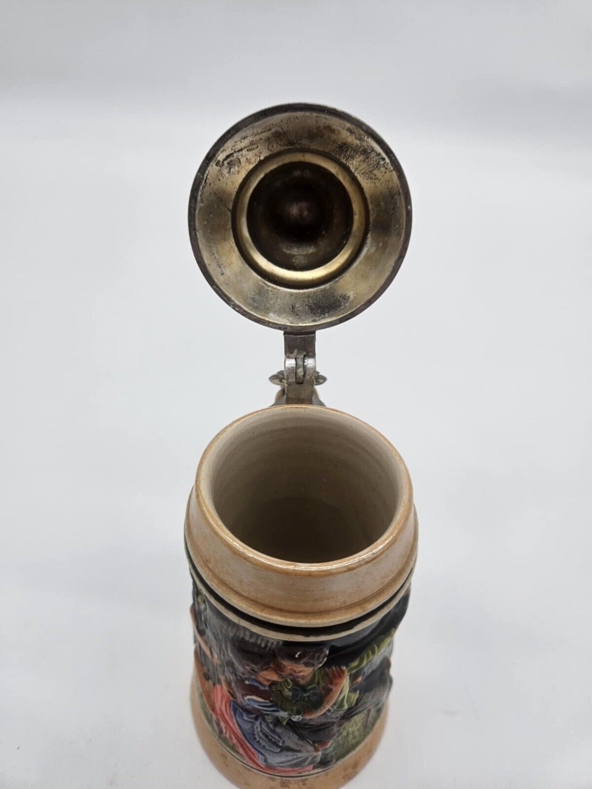 Antique 1940's 'Auf Der Alm' Germany # 477  Lidded German Beer Stein Mug .5L