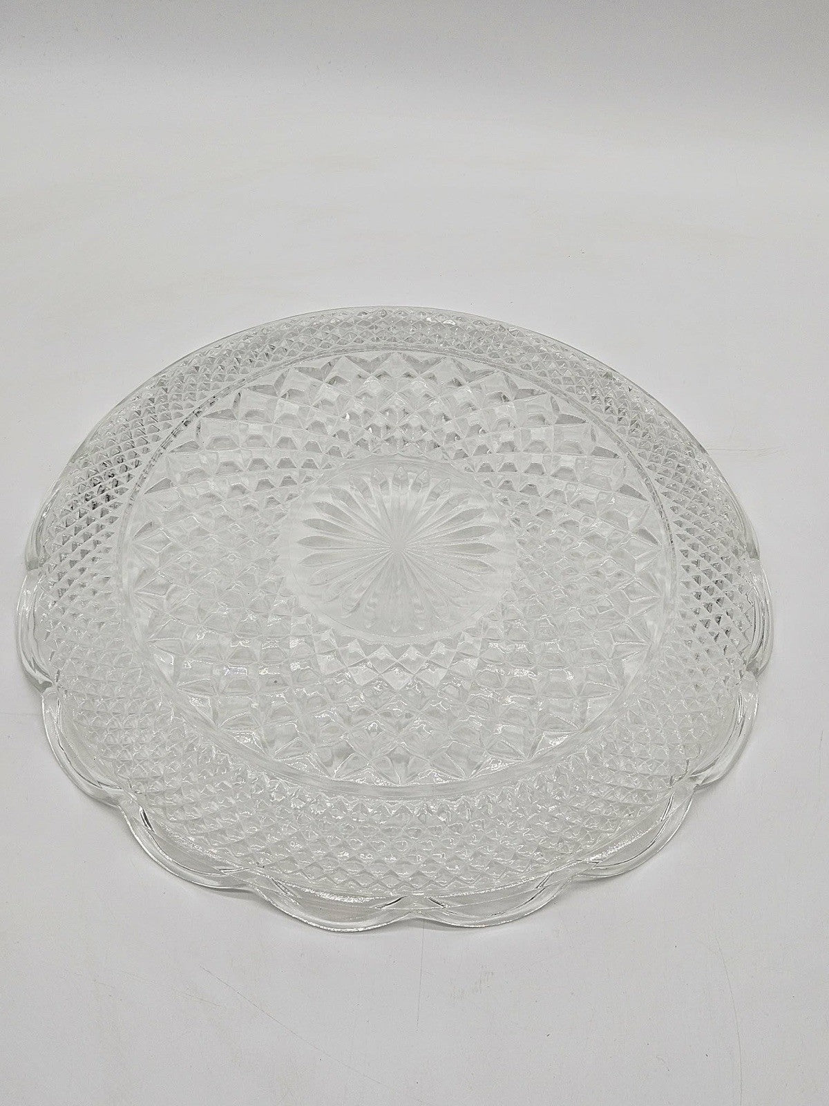Wexford Anchor Hocking Glass Tray Shallow Bowl Large 13.5" Cupped Edges Vintage