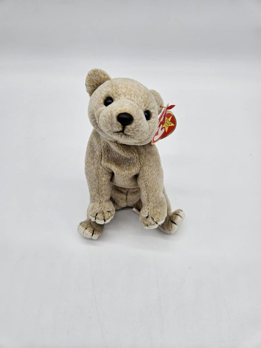 TY Beanie Baby Almond the Beige Bear with original tags- Excellent Condition