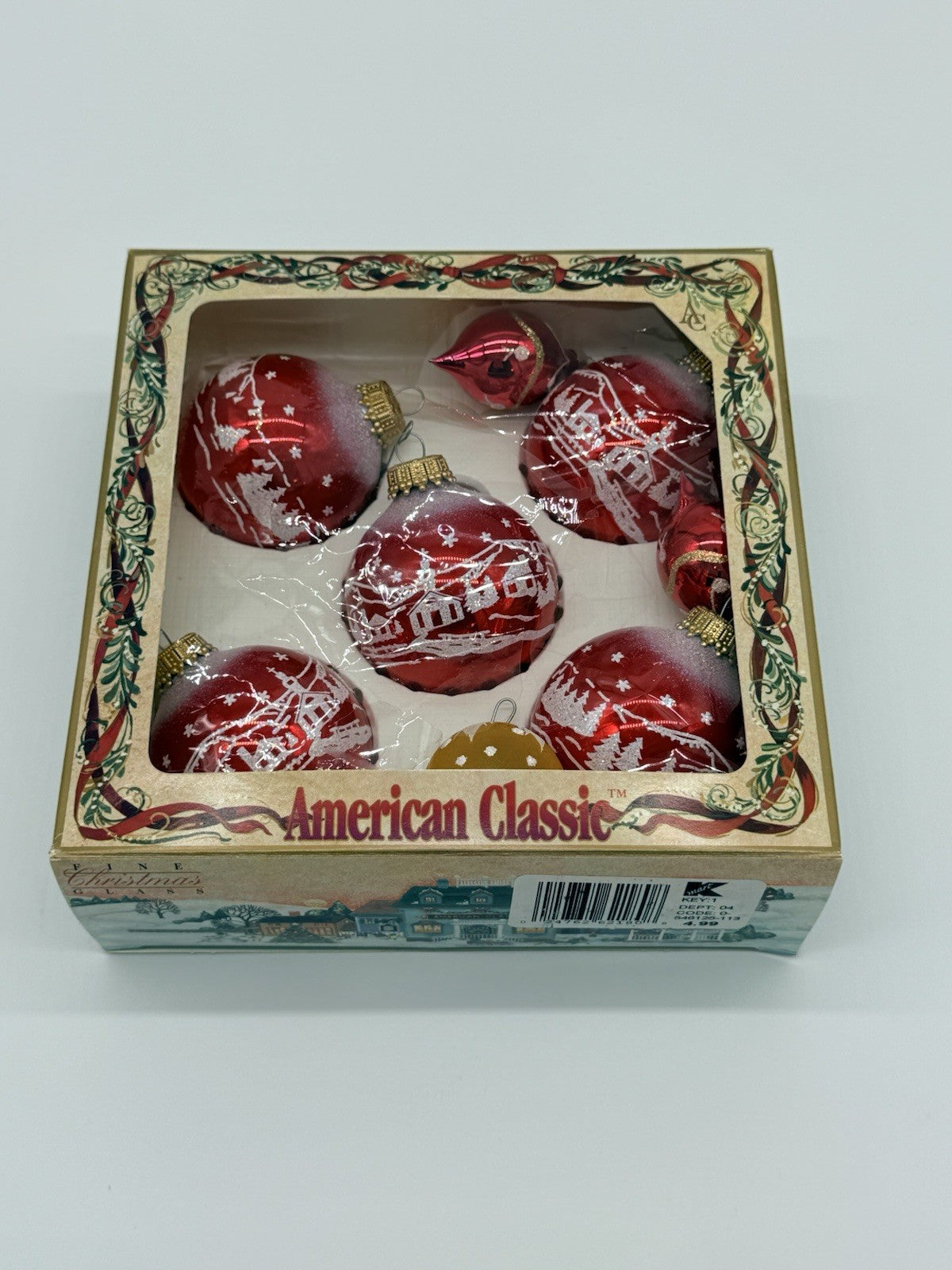 Set of "American Classic" Red Glass Christmas Vintage Ornaments - Kmart