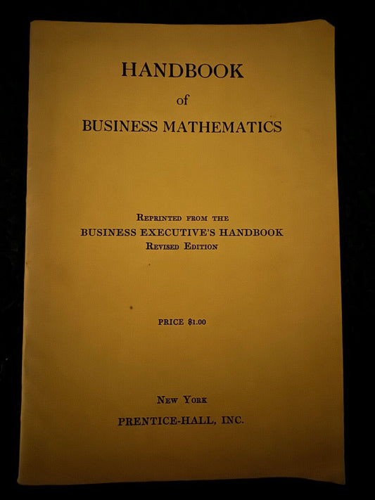 Vintage HANDBOOK of BUSINESS MATHEMATICS