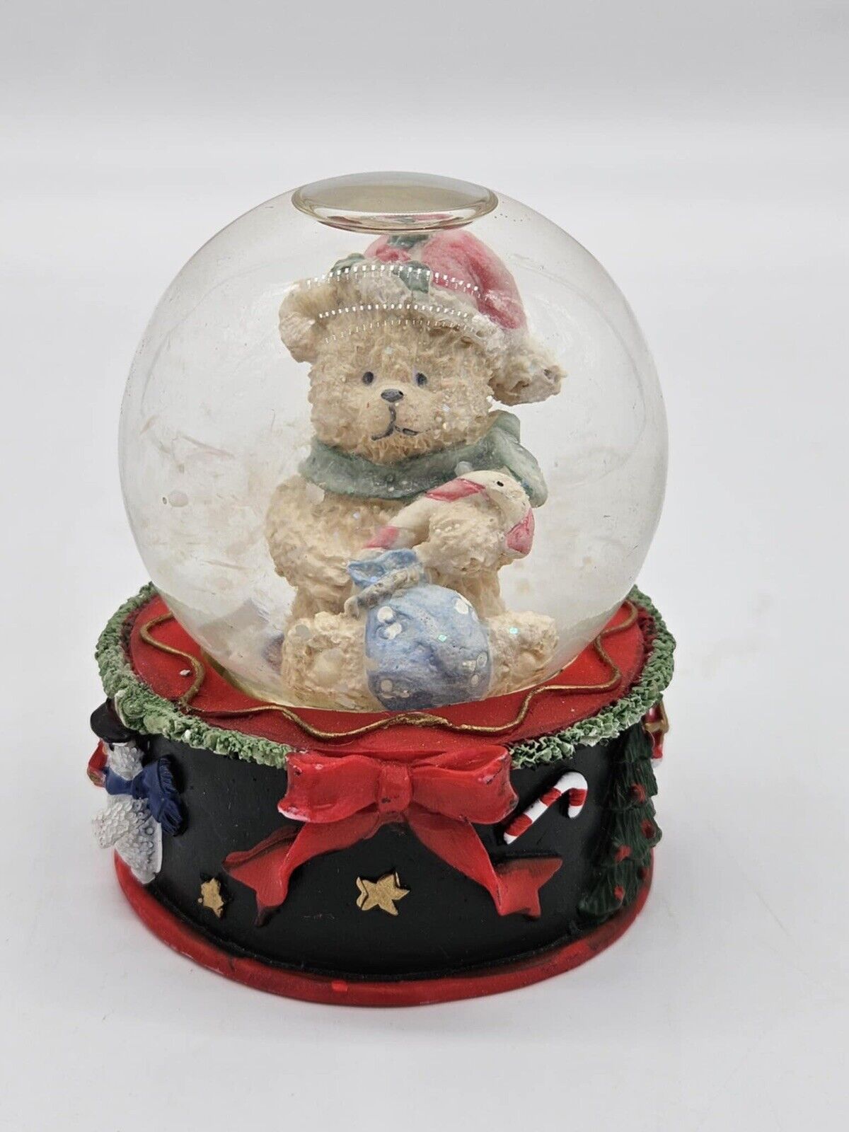 Vintage Christmas Teddy Bear Snow Globe