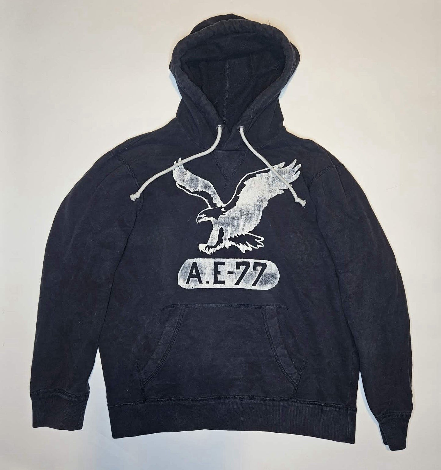 Vintage Y2K American Eagle Hoodie Men XL Faded Blue Sweatshirt AE77 Distressed