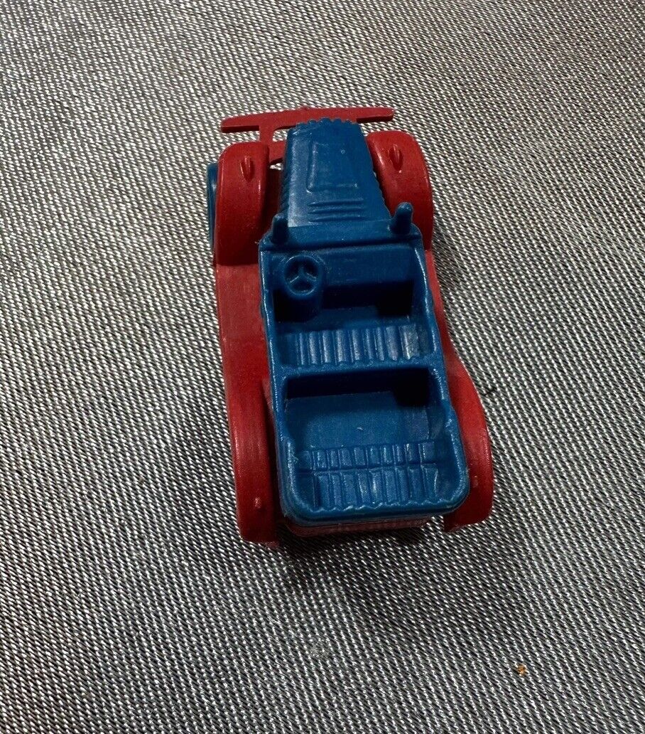 Mini Vintage Red & Blue Plastic Antique Toy Car