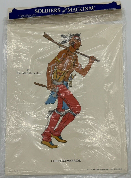 Vintage 1969 Mackinac Island State Park Commission 4 Chippewa Warriors NEW￼