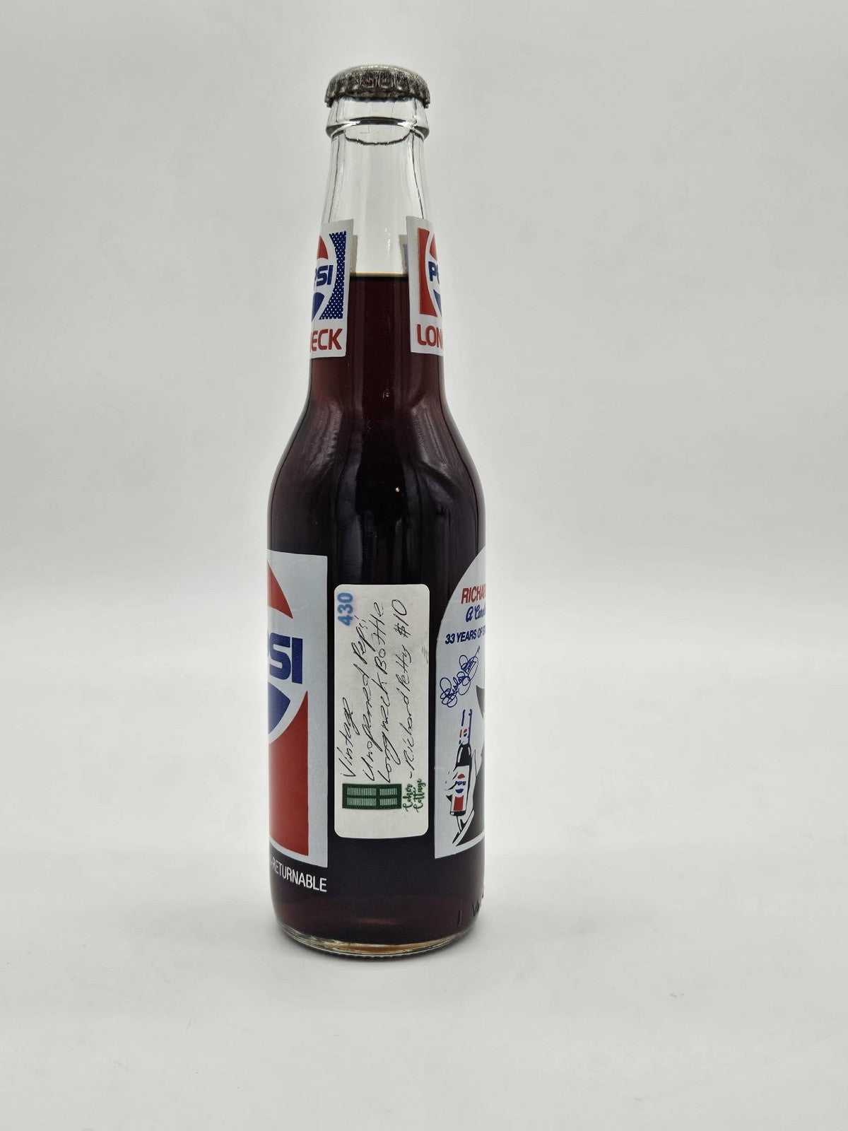 Vintage Pepsi Longneck Richard Petty NASCAR Commemorative Bottle 12oz
