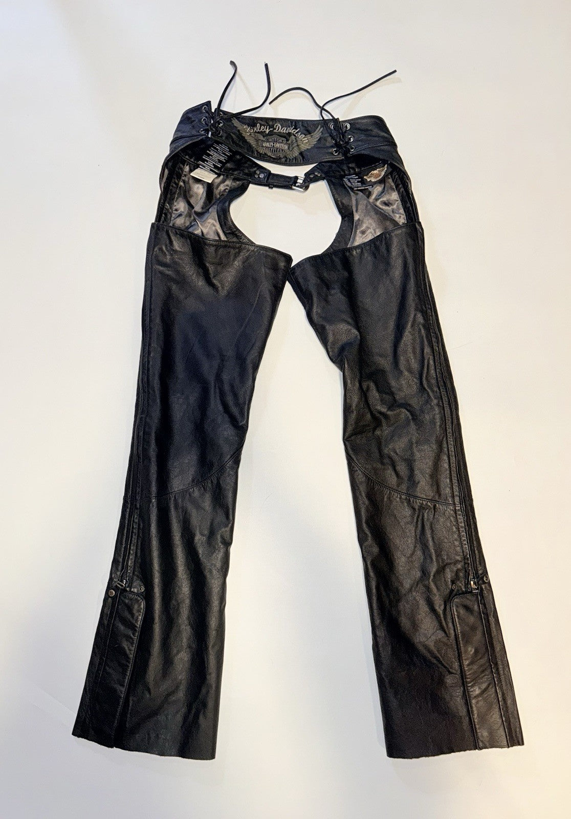 Harley-Davidson Women’s Black Leather Motorcycle Chaps ~ Sz XS