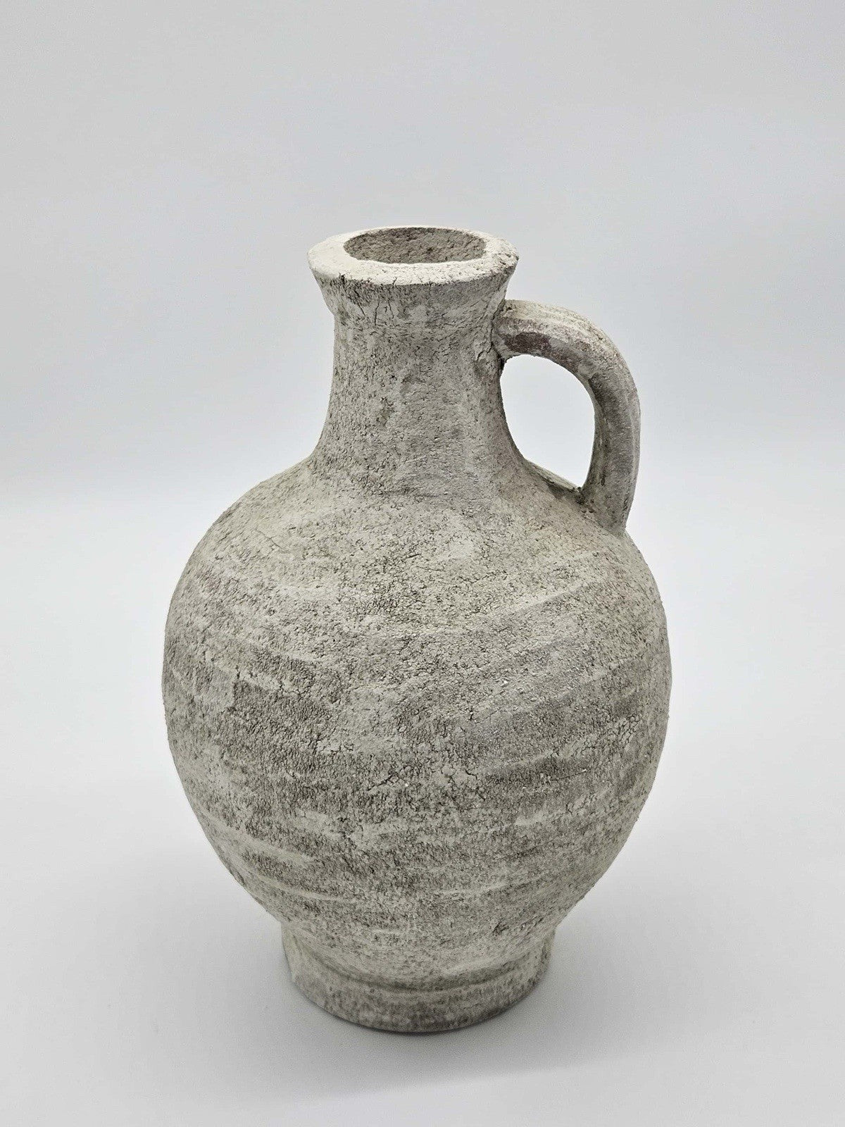 Ceramic Rustic Farmhouse Vase8.25 Inch Vase With Handleneutral Clay P