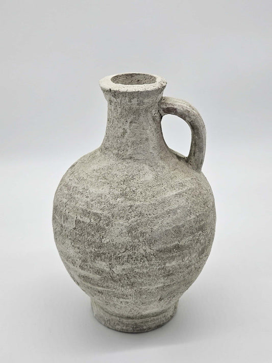 Ceramic Rustic Farmhouse Vase8.25 Inch Vase With Handleneutral Clay P