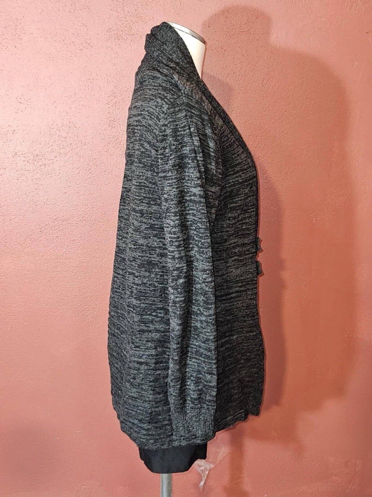 Apt. 9 Womens Gray Tight Knit Long Sleeve Side Slit Open Sweater Size Medium