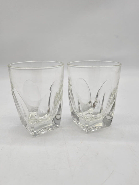 Vintage Colony Vanity Clear Flat Tumblers Heavy Old Fashioned Whiskey Glass Set