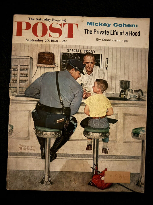 Saturday Evening Post September 20 1958 Norman Rockwell Runaway Boy Policeman