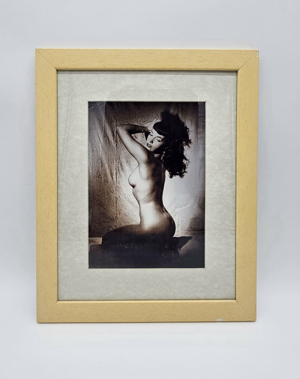 Vintage Bettie Page Style Glamour Nude Photograph Print Framed Wall Art