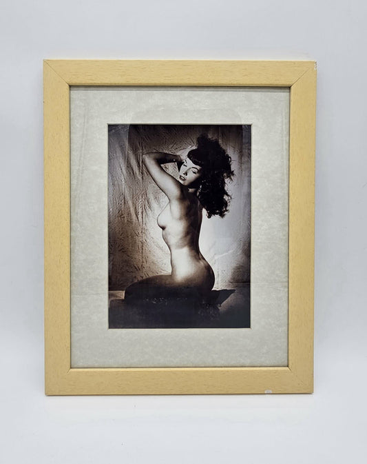 Vintage Bettie Page Style Glamour Nude Photograph Print Framed Wall Art