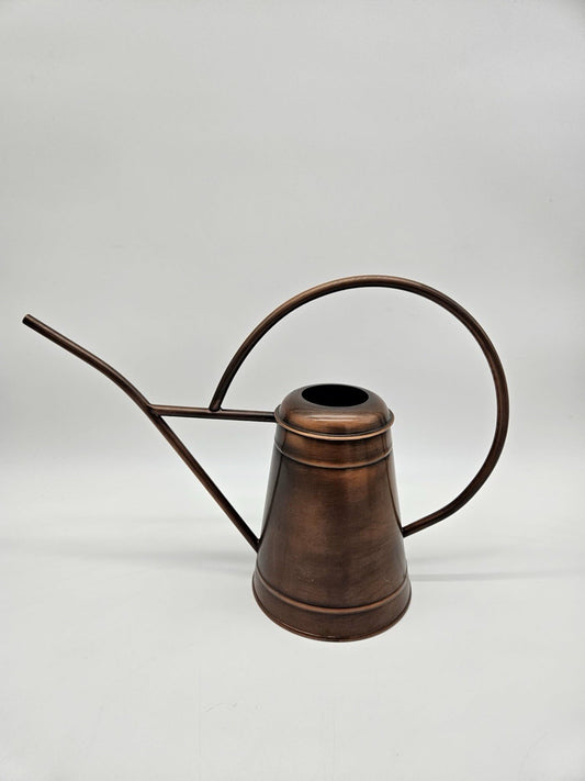 Small Copper Finish Metal Watering Can Plant Decor