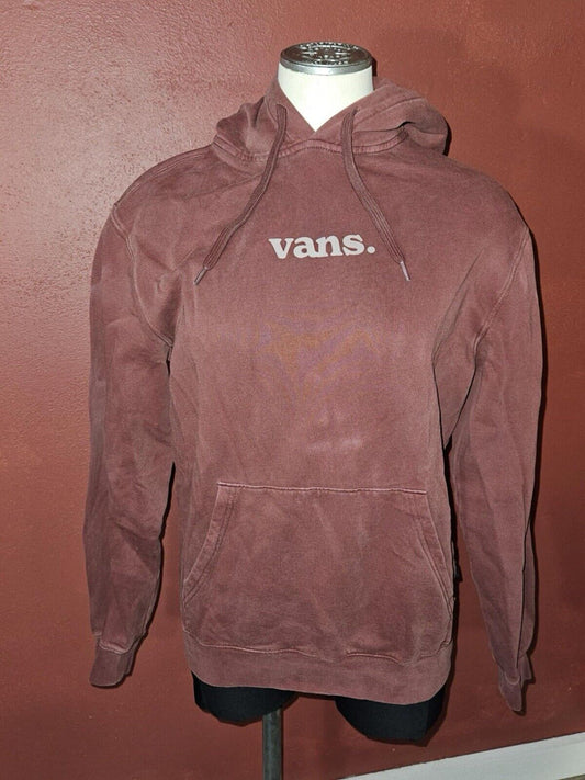 VANS. Faded Maroon Look Pullover Hoodie wih Pocket Front Logo Sz Small