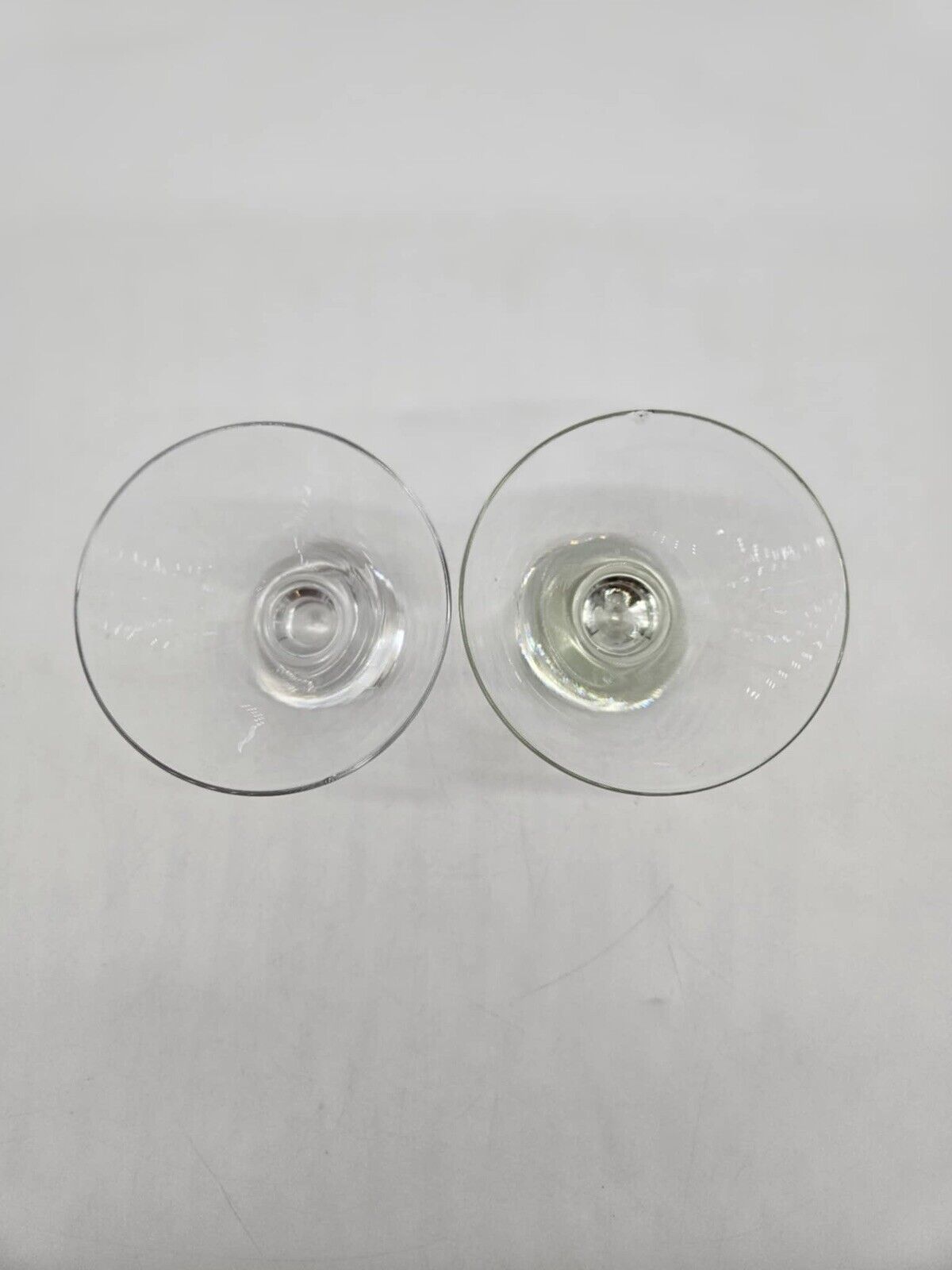 Set of (2) Mid Century Modern Style Heavy Round Sphere Glass Martini Glasses