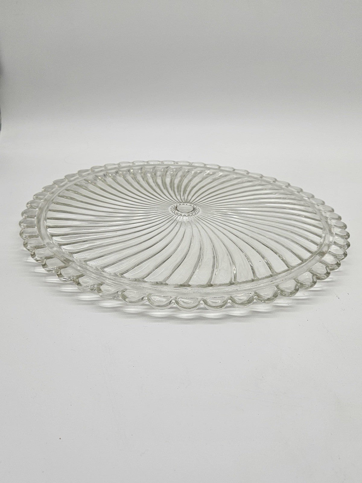 Depression Glass Clear Pastry Treat Tidbit Tray Cake Platter Kitchen Serveware