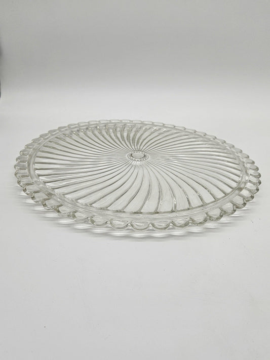 Depression Glass Clear Pastry Treat Tidbit Tray Cake Platter Kitchen Serveware
