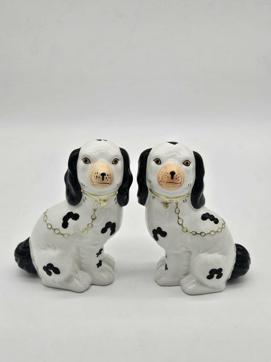 Pair of Staffordshire style Ceramic Cavalier King Charles Spaniel Dogs