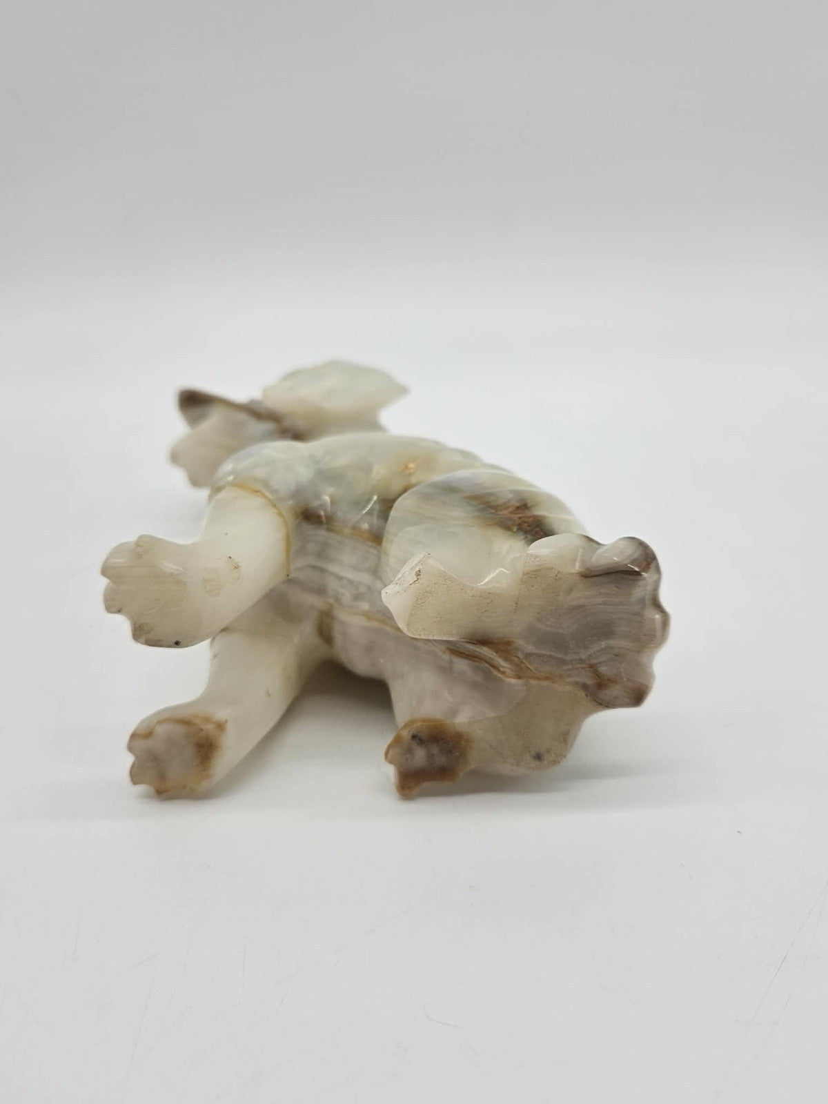 HAND CARVED NATURAL ONYX STONE DOG FIGURE SCULPTURE Small  2.5 Inches