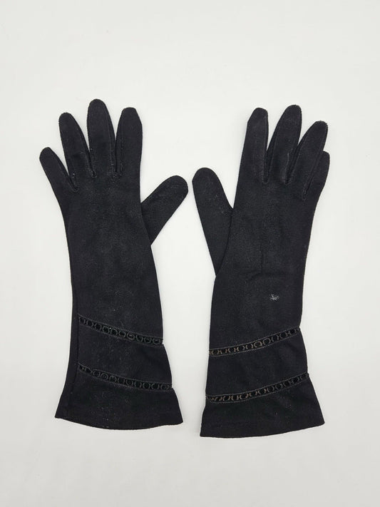 Vintage Black Evening Opera Gloves Womens Formal Dress Gloves Retro Elegant