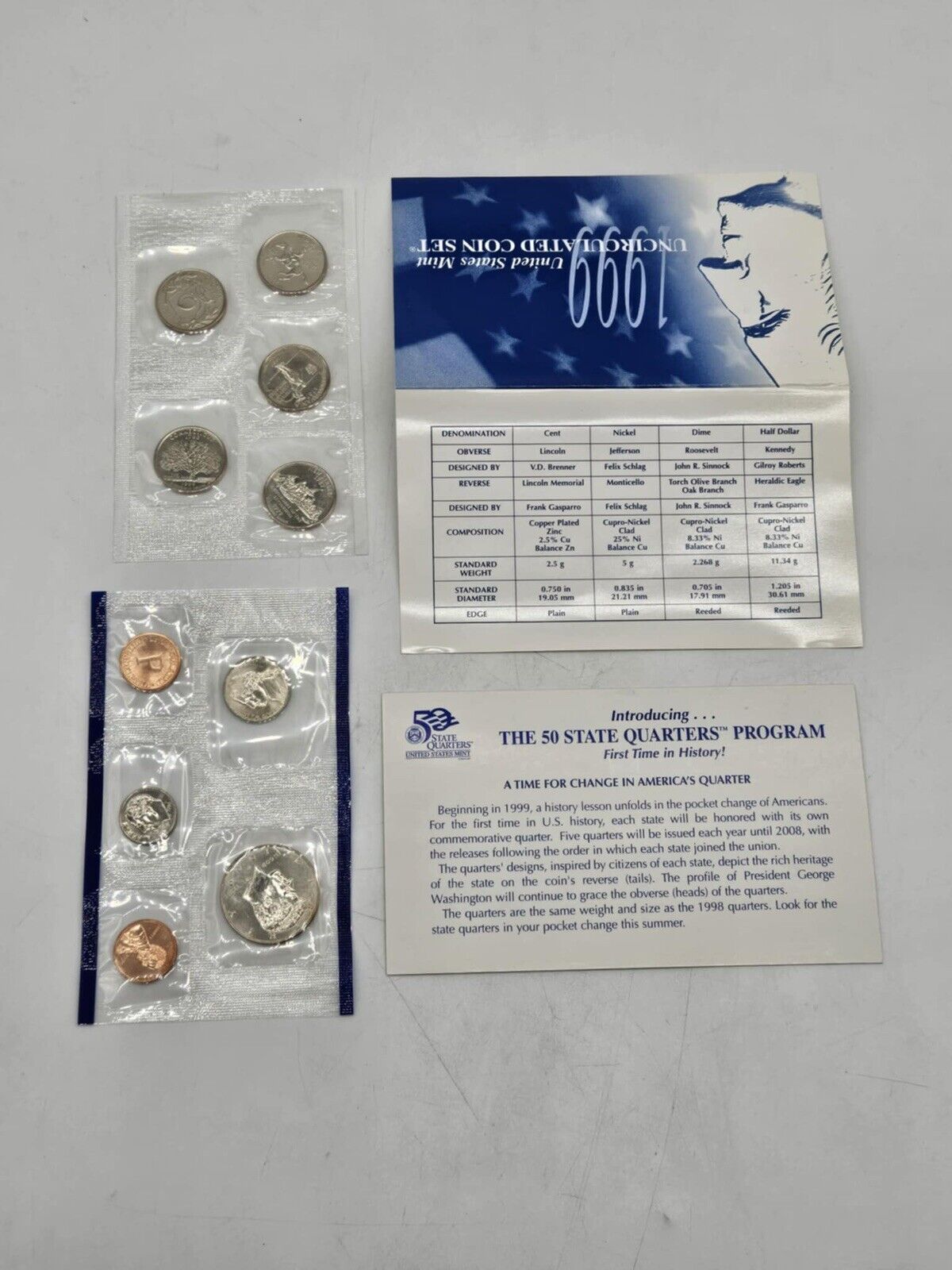 Lot of 6 1999 Uncirculated Coin Set U.S Mint Original Government Packaging JB01